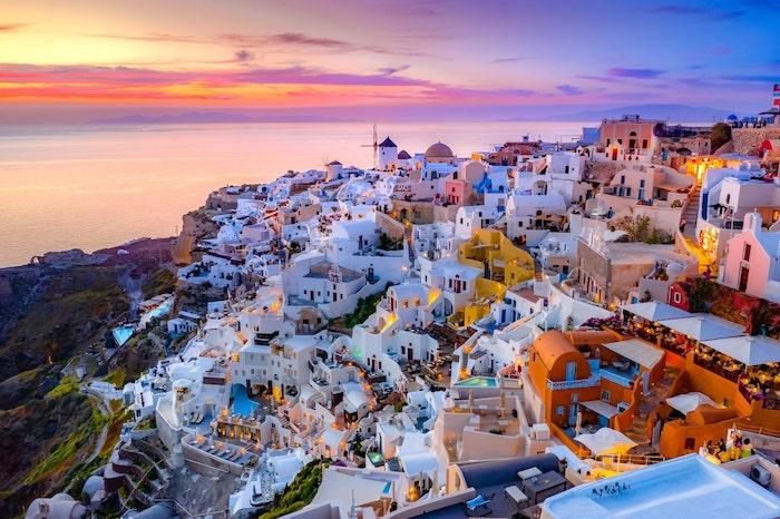 Santorini view with a sunset